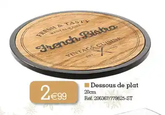 Kandy Dessous de plat offre