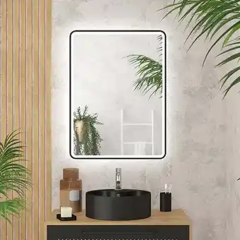 Brico Cash Miroir salle de bain avec eclairage led et contour noir - 60x80cm - go black led offre