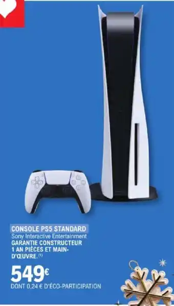 E.Leclerc CONSOLE PS5 STANDARD Sony Interactive Entertainment GARANTIE CONSTRUCTEUR 1 AN PIÈCES ET MAIN- offre