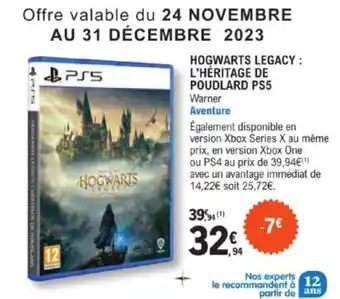 E.Leclerc HOGWARTS LEGACY : L'HÉRITAGE DE POUDLARD PS5 offre