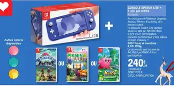 E.Leclerc CONSOLE SWITCH LITE + 1 JEU AU CHOIX offre