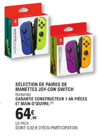 E.Leclerc SÉLECTION DE PAIRES DE MANETTES JOY-CON SWITCH offre