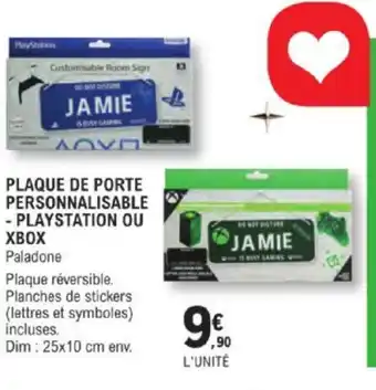 E.Leclerc PLAQUE DE PORTE PERSONNALISABLE - PLAYSTATION OU XBOX Paladone offre