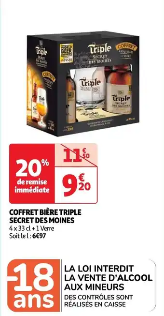 Auchan COFFRET BIÈRE TRIPLE SECRET DES MOINES offre