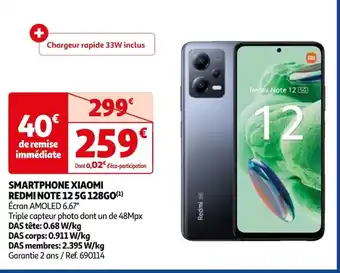 Auchan SMARTPHONE XIAOMI REDMI NOTE 12 5G 128GO(¹) offre