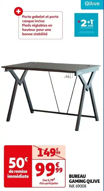 Auchan BUREAU GAMING QILIVE Réf. 69008 offre