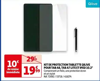 Auchan KIT DE PROTECTION TABLETTE QILIVE POUR TAB A8, TAB A7 LITE ET IPAD 10.2 offre