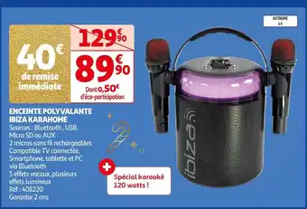 ENCEINTE POLYVALANTE IBIZA KARAHOME Sources: Bluetooth, USB, Micro SD ou AUX