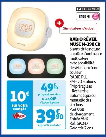Auchan RADIO RÉVEIL MUSE M-198 CR offre
