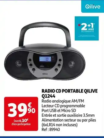 Auchan RADIO CD PORTABLE QILIVE Q1244 offre