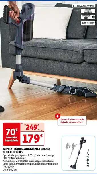 Auchan ASPIRATEUR BALAI ROWENTA RH6848 FLEX ALLERGIES offre