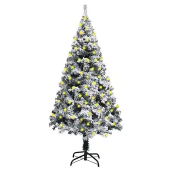 Vidaxl sapin de noël artificiel pré-éclairé et flocons de neige vert