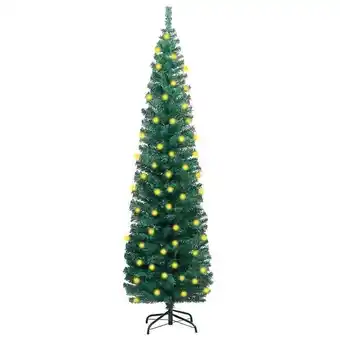 Bricorama Vidaxl sapin de noël artificiel mince pré-éclairé/support vert 180 cm offre