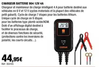 Autobacs CHARGEUR BATTERIE 904 12V 4A offre