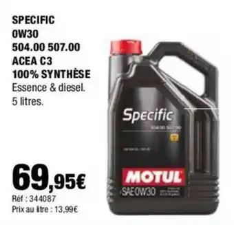 Autobacs SPECIFIC OW30 504.00 507.00 ACEA C3 100% SYNTHÈSE offre