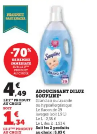 Hyper U ADOUCISSANT DILUE SOUPLINE offre