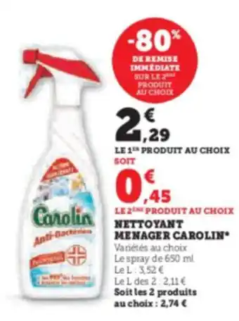 Hyper U NETTOYANT MENAGER CAROLIN offre