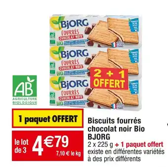 Cora x Carrefour Bjorg biscuits fourrés chocolat noir bio offre