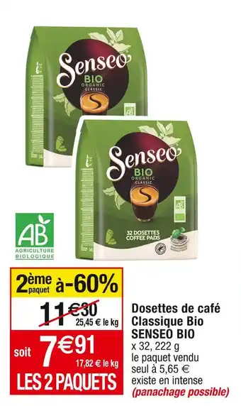 Cora x Carrefour Senseo bio dosettes de café classique bio offre