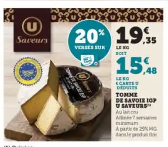 Hyper U Tomme De Savoie IGP U Saveurs offre