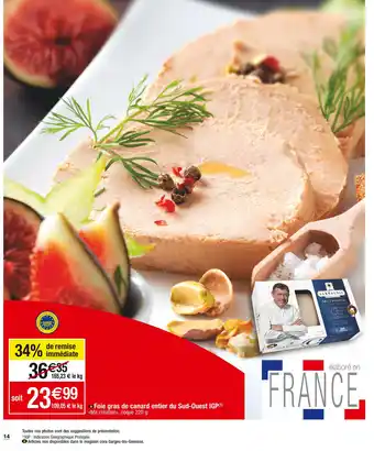 Cora x Carrefour Jean larnaudie foie gras de canard entier du sud-ouest igp offre