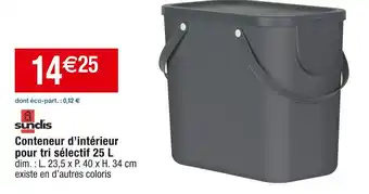 Sundis conteneur d’intérieur pour tri sélectif 25 l