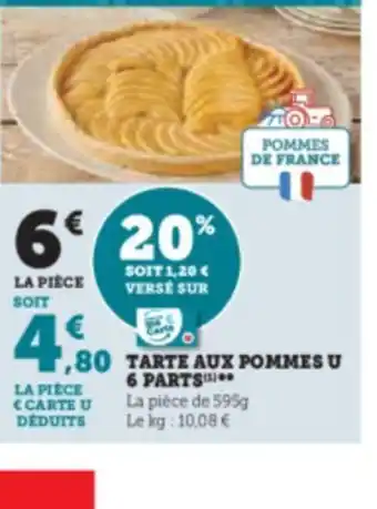 Hyper U TARTE AUX POMMES U 6 Parts offre