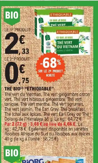 E.Leclerc THE BIO ÉTHIQUABLE" offre