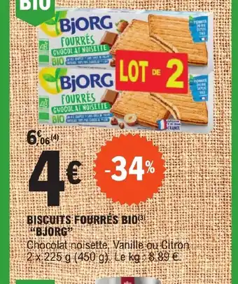 E.Leclerc BISCUITS FOURRÉS BIO BJORG" offre