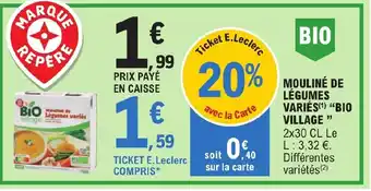 E.Leclerc MOULINÉ DE LÉGUMES VARIÉS BIO VILLAGE offre