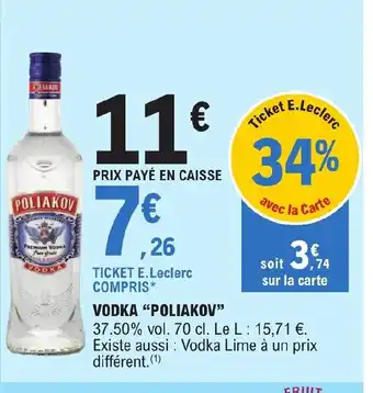 E.Leclerc VODKA POLIAKOV offre