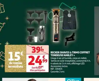 Auchan BECKER SHAVES & TRIMS COFFRET TONDEUSE HARLEY offre