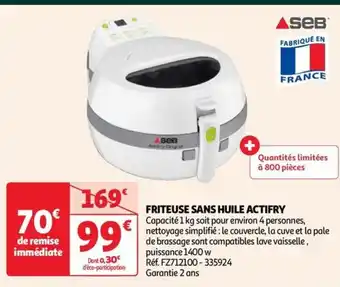 Auchan FRITEUSE SANS HUILE ACTIFRY offre