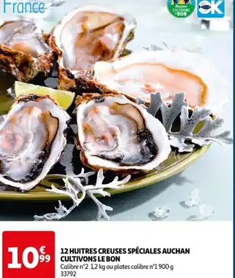 Auchan 12 HUITRES CREUSES SPÉCIALES AUCHAN CULTIVONS LE BON offre