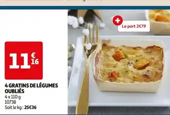 Auchan 4 GRATINS DE LÉGUMES OUBLIÉS offre