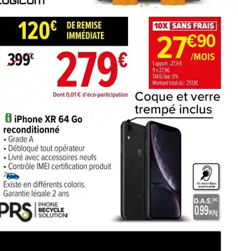 Carrefour iPhone XR 64 Go reconditionné offre