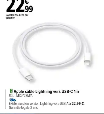 Carrefour Apple câble Lightning vers USB offre