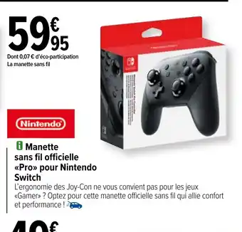 Carrefour i Manette sans fil officielle Pro pour Nintendo offre