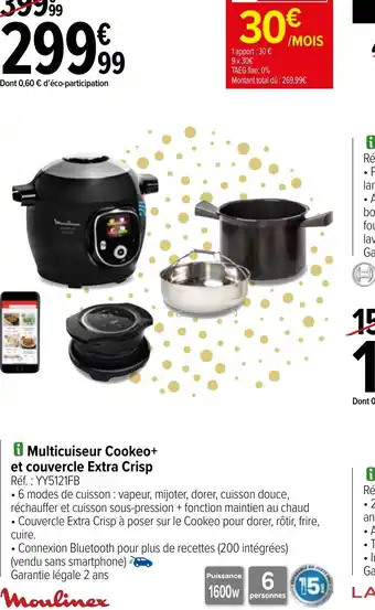 Carrefour i Multicuiseur Cookeo+ et couvercle Extra Crisp offre