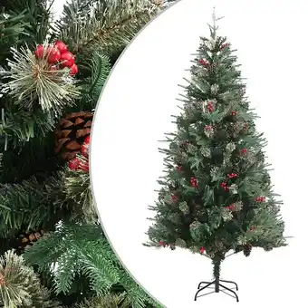 Bricomarché Vidaxl sapin de noël avec pommes de pin vert 225 cm pvc et pe offre
