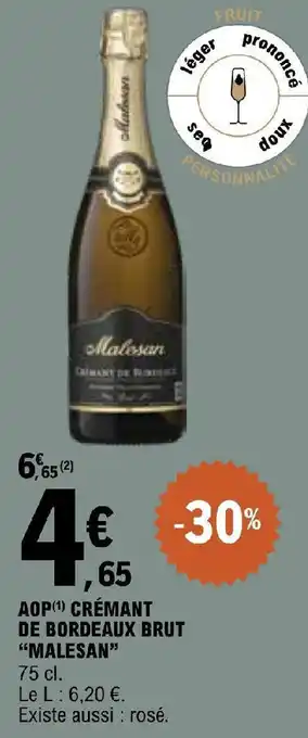 E.Leclerc AOP(¹) CRÉMANT DE BORDEAUX BRUT "MALESAN" offre