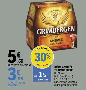 E.Leclerc BIÈRE AMBRÉE "GRIMBERGEN" 6.5% vol. offre