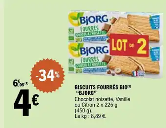E.Leclerc BISCUITS FOURRÉS BIO(³) "BJORG" offre