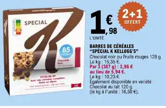 E.Leclerc BARRES DE CÉRÉALES "SPÉCIAL K KELLOGG'S" offre