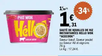 E.Leclerc SAUTÉ DE NOUILLES DE RIZ INSTANTANÉES HELLO WOK “ACEC00K” offre