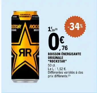 E.Leclerc BOISSON ÉNERGISANTE ORIGINALE "ROCKSTAR" offre