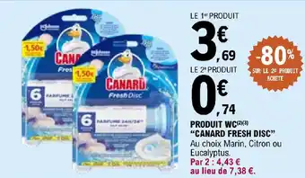 E.Leclerc PRODUIT WC(2)(3) "CANARD FRESH DISC" Au choix Marin, Citron ou Eucalyptus. offre