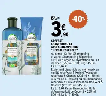 E.Leclerc COFFRET SHAMPOOING ET APRÉS-SHAMPOOING "HERBAL ESSENCES" offre