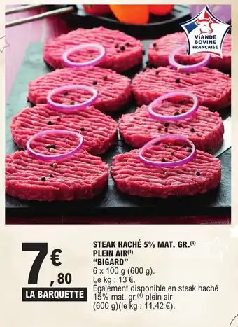 E.Leclerc STEAK HACHÉ 5% MAT. GR. (4) PLEIN AIR(¹) offre