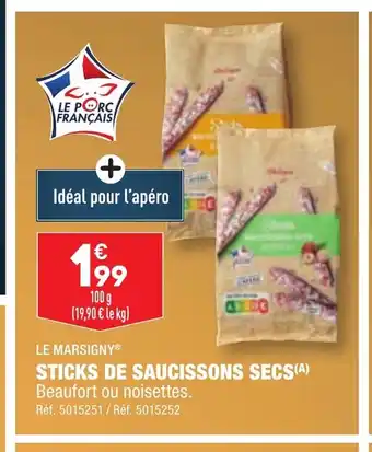 ALDI STICKS DE SAUCISSONS SECS offre